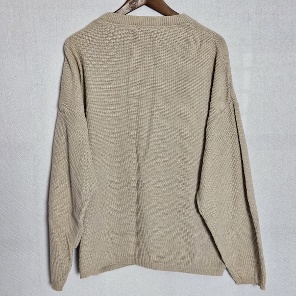 Vintage 90s Woolrich Hand Framed Button Henley Tan Sand Sweater Mens Large - Picture 10 of 13